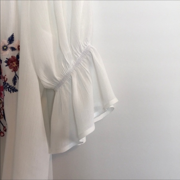 White Off-The-Shoulder Embroidered Peasant Blouse - Picture 5 of 7